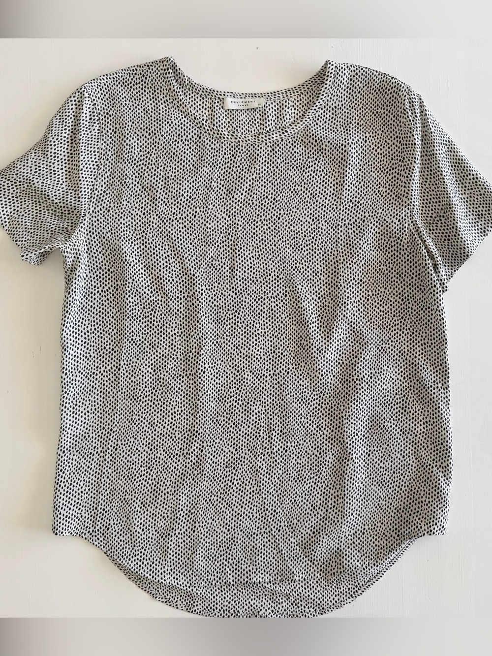Equipment Black and White Short Sleeve Dot Top
